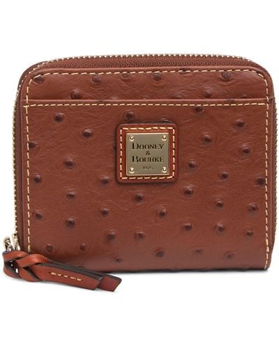 Dooney & Bourke Leather Zip Wallet In Cognac At Nordstrom Rack - Brown
