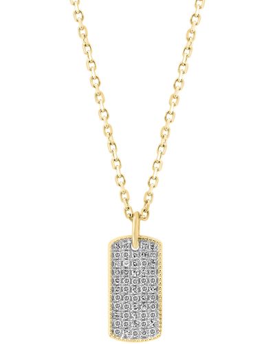 Effy 14k Yellow Gold Pavé Diamond Dog Tag Pendant Necklace - Metallic