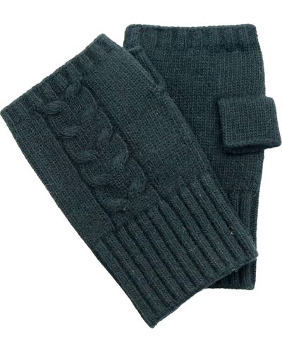Portolano Cable Knit Fingerless Gloves - Blue