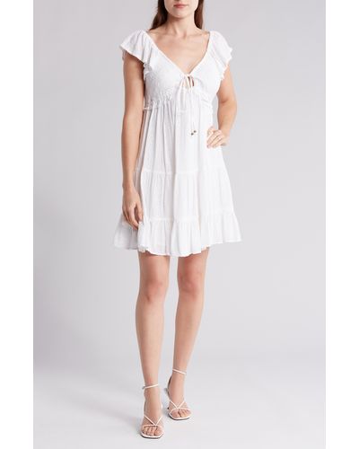 Angie Tiered Eyelet Dress - White