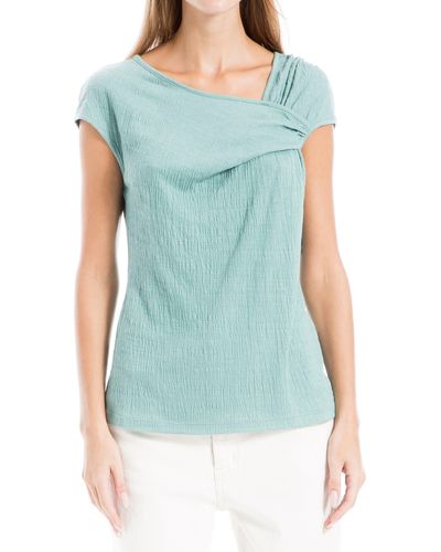 Max Studio Textured Side Gather Top - Blue