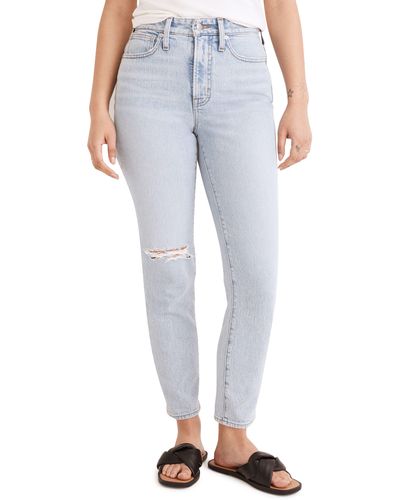 Madewell The Curvy Perfect Rip High Waist Slim Jeans - Blue