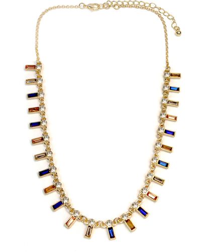 Panacea Baguette Crystal Collar Necklace - Metallic