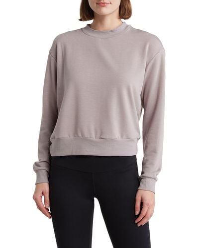90 Degrees Missy Terry Brushed Long Sleeve - Gray