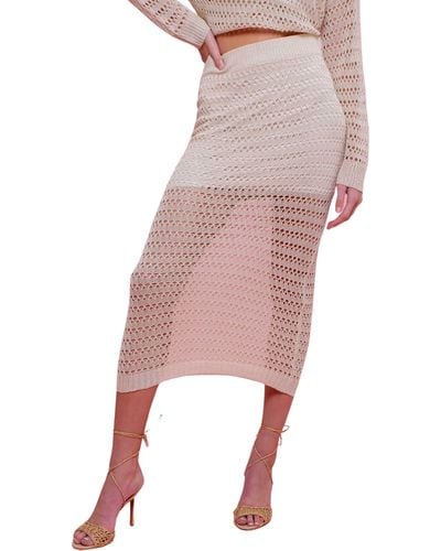 Blu Pepper Crochet Knit Midi Skirt - Pink