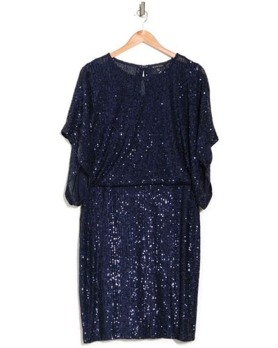 Marina Best Selling Sequins Pencil Dress In Navy At Nordstrom Rack - Blue
