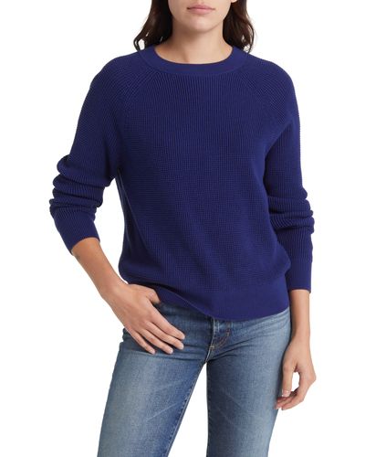 Treasure & Bond Thermal Knit Cotton Sweater - Blue