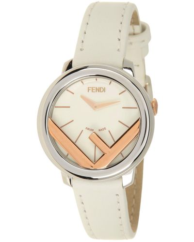 Fendi Rose Gold-tone Leather Strap Watch - Natural