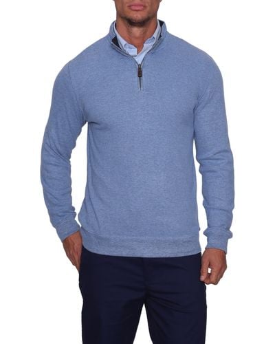 Tailorbyrd Blue Cozy Quarter Zip Sweater