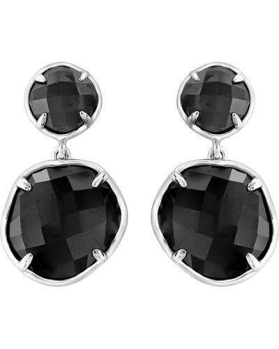 Effy Sterling Silver Onyx Double Drop Earrings - Black