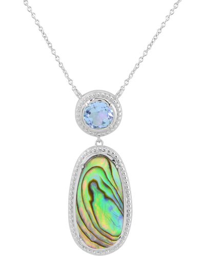 CANDELA JEWELRY Sterling Silver Blue Topaz & Abalone Pendant Necklace - White