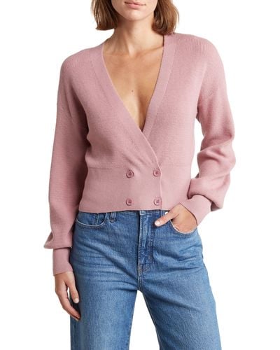 Love By Design Juliet Double Breasted Crop Cardigan - Blue