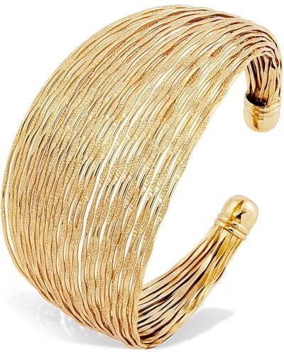 Savvy Cie Jewels 18k Gold Plate Multiband Cuff Bracelet - White