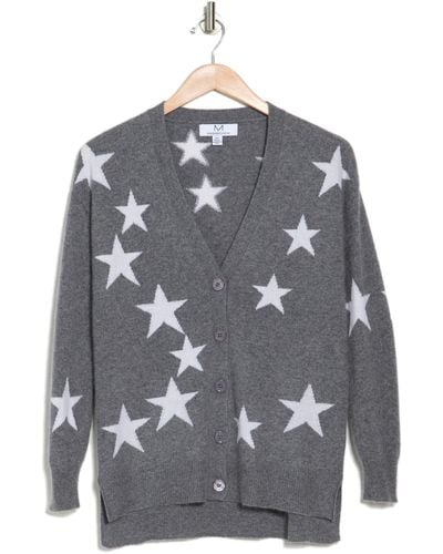 Magaschoni Star V-neck Cashmere Cardigan In Cement Heather Frost White At Nordstrom Rack - Multicolor