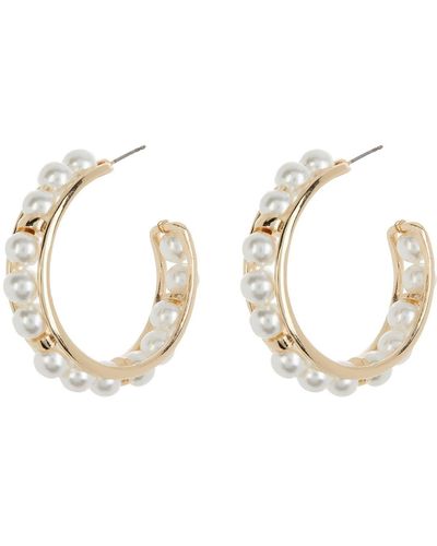 Melrose and Market Imitation Pearl Wire Wrap Hoop Earrings - Multicolor