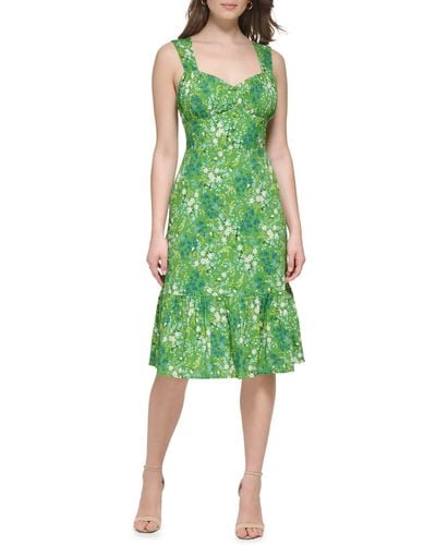 Kensie Floral Sweetheart Maxi Dress - Green