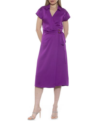 Alexia Admor Paris Surplice Wrap Midi Dress - Purple