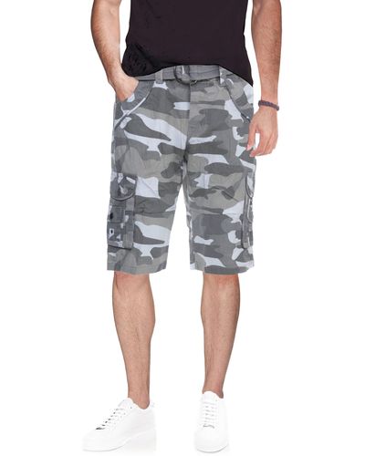 Xray Jeans Belted Bermuda Cargo Shorts - Gray