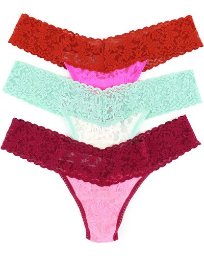 Hanky Panky Low Rise Lace Thongs - Red