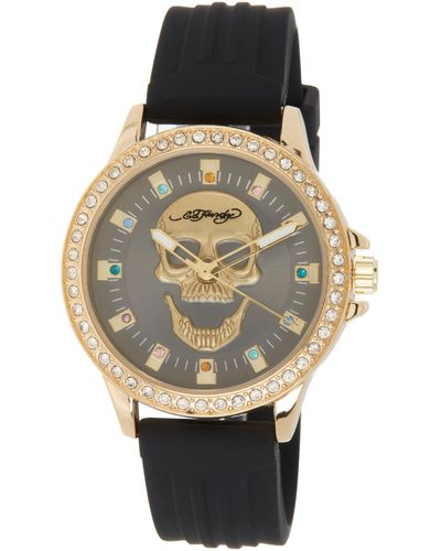 Ed Hardy X Silicone Strap Watch - Black