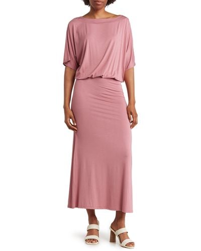 Go Couture Dolman Sleeve Maxi Dress - Pink
