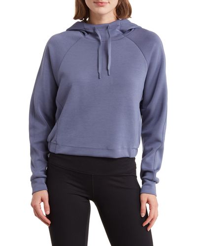 90 Degrees Scuba Knit Pullover Hoodie - Blue