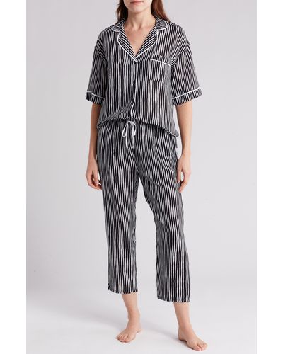Donna Karan Print Capri Knit Pajamas - Gray