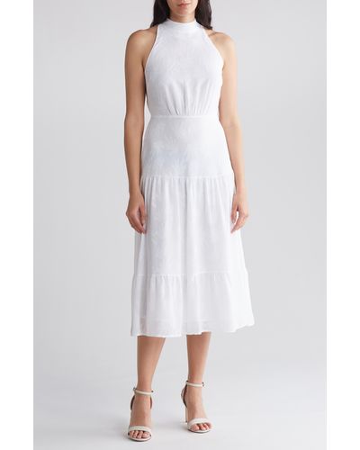 Sam Edelman Textured Halter Neck Sleeveless Dress - White