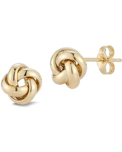 Ember Fine Jewelry 14k Yellow Gold Love Knot Stud Earrings - Metallic