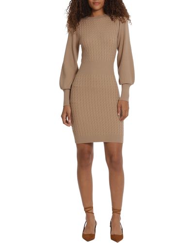 Donna Morgan Cable Knit Sweater Dress - Natural