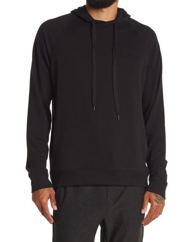 90 Degrees Terry Pullover Drawstring Hoodie - Black