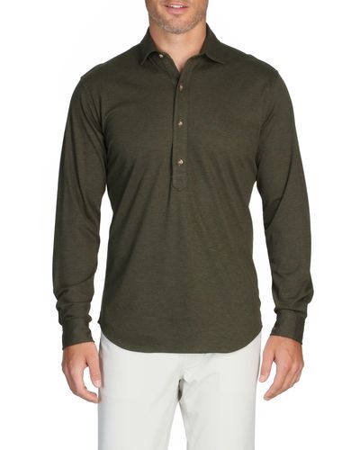 ALTON LANE Harris Everyday Cotton Piqué Popover Shirt - Green
