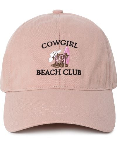 David & Young Cowgirl Beach Club Embroidered Cotton Baseball Cap - Pink