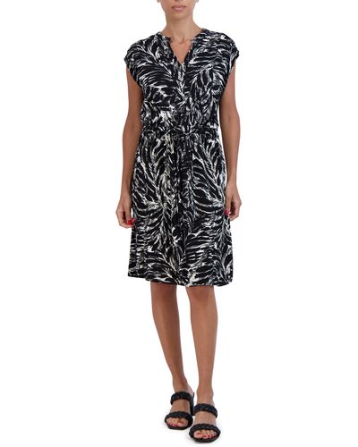 Robe Sandra Darren Taille 4 - Imprimé Chevron Noir/blanc/gris - Col V - Neuf Avec étiquettes