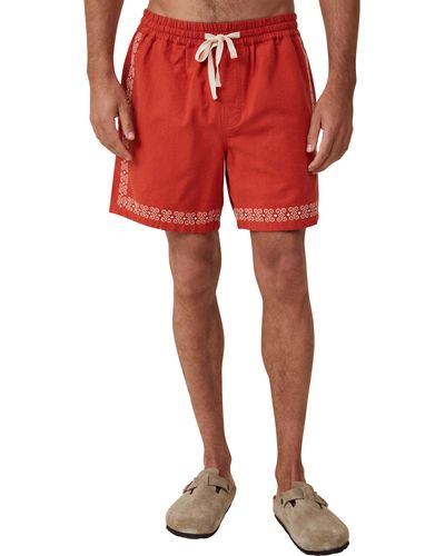 Cotton On Easy Cotton Blend Drawstring Shorts - Red