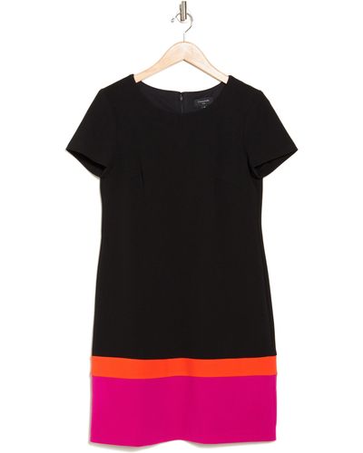 Tahari Colorblock Shift Dress - Black