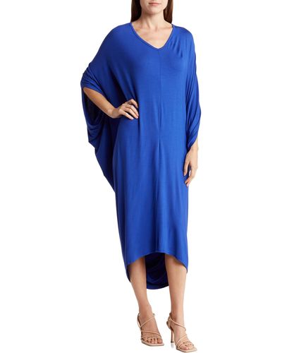 Go Couture Dolman Batwing Sleeve Midi Dress - Blue