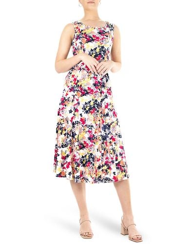 Nina Leonard Sylvia Sleeveless Midi Dress - Multicolor