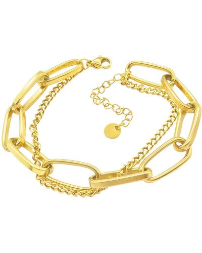 Adornia Oversized Paperclip Mixed Chain Water Resistant Bracelet - Yellow