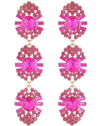 Tasha Pink Crystal Drop Earrings