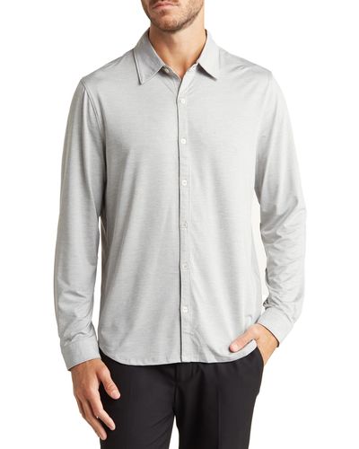 Zachary Prell Bill Stretch Knit Button-up Shirt - Gray