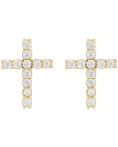 Argento Vivo Sterling Silver Crystal Pavé Cross Stud Earrings - White