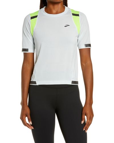 Brooks Carbonite Reflective Running T-shirt In Icy Grey/nightlife Jacquard At Nordstrom Rack - White