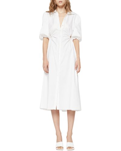 Bardot Cutout Midi Shirtdress - White