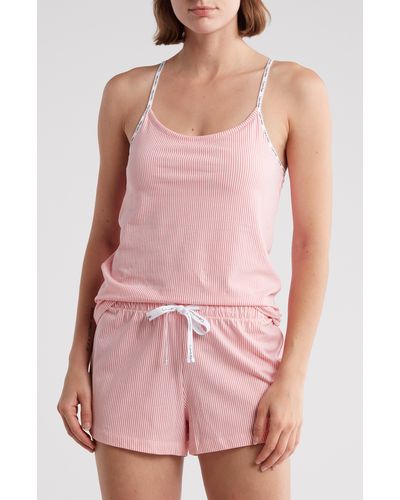 Calvin Klein Stretch Cotton Camisole & Shorts Pajamas - Pink