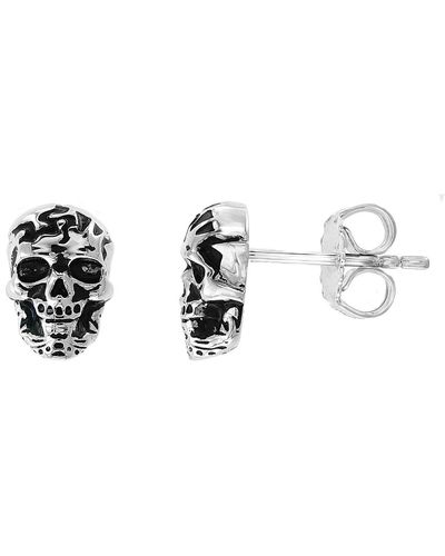 Effy Antiqued Sterling Silver Skull Stud Earrings - White