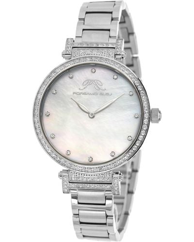 Porsamo Bleu Chantal Topaz Stone Quartz Watch - Gray