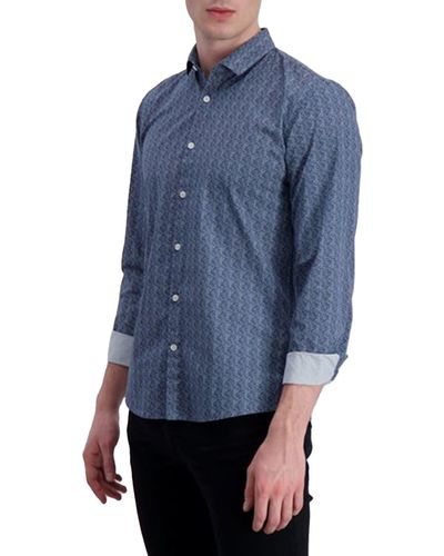 Lindbergh Printed Slim Fit Sport Shirt - Blue