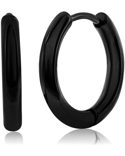 Black Jack Jewelry Stainless Steel Hoop Earrings - Black