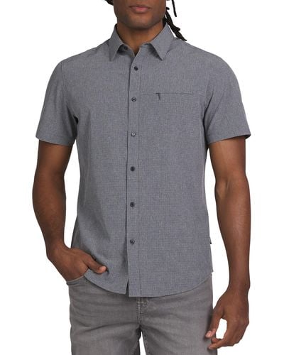 DKNY Holland Short Sleeve Button-up Shirt - Gray